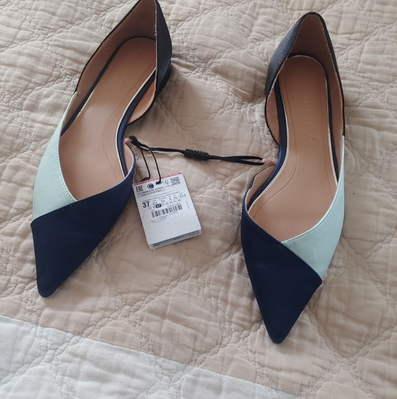 ZARA Colorblock Satin Flats - Picture 4 of 10